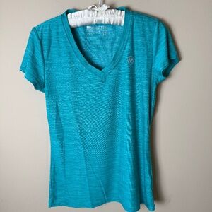 Ariat Tek Laguna Short Sleeve Work Shirt Womens Small Teal Green Top Baselayer